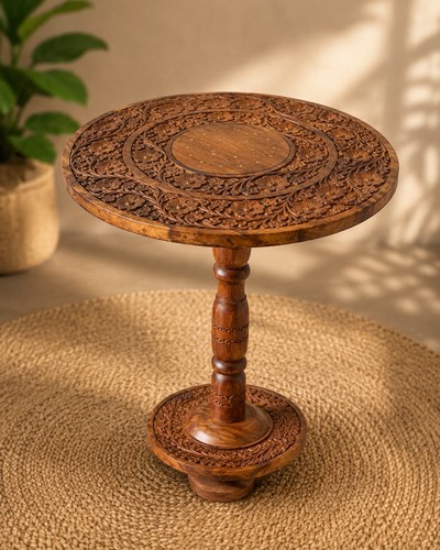 Round coffee table handmade - coffee,