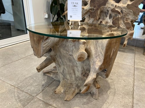 Teak root block coffee table - teak,