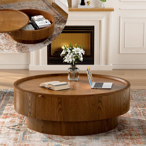 Modern round wooden drum - round,