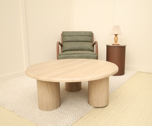 Wash wood round coffee table - wash,