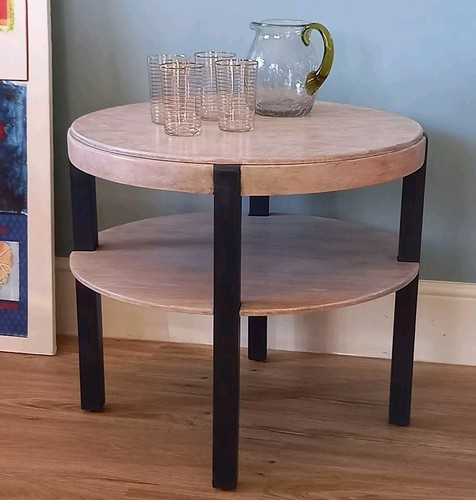 Handpainted vintage oak round - handpainted,
