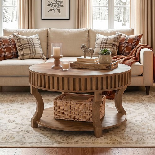 Tier round solid wood coffee - round,